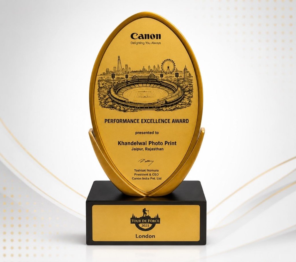 Canon Performance Excellence Award 2023 — Tour de Force London, presented to Khandelwal Photo Print Jaipur