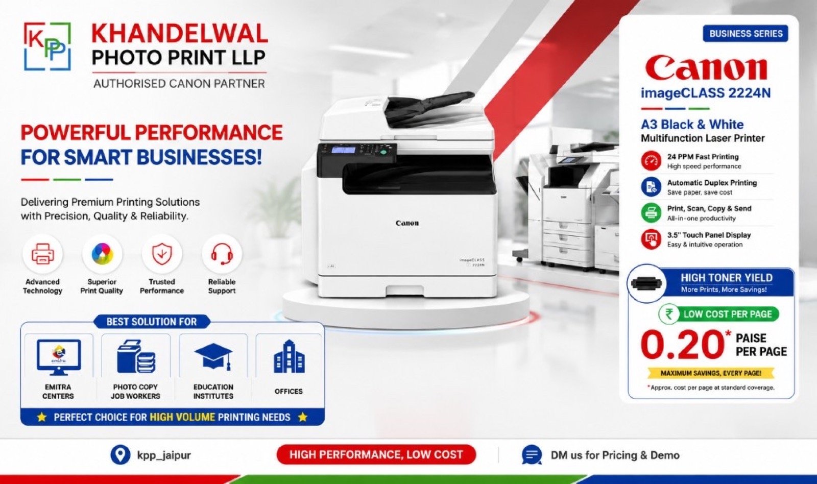 Canon imageCLASS 2224N — A3 black & white multifunction laser printer for high volume printing