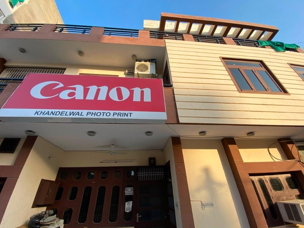 Khandelwal Photo Print office exterior with Canon signage in Jaipur